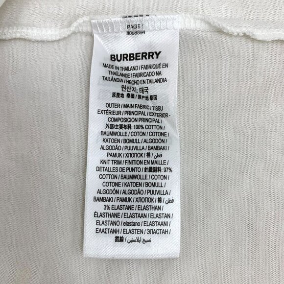 BURBERRY LONDON ENGLAND White Cotton Logo T-Shirt XS Size Round Neck Short Sleev - Picture 4 of 7